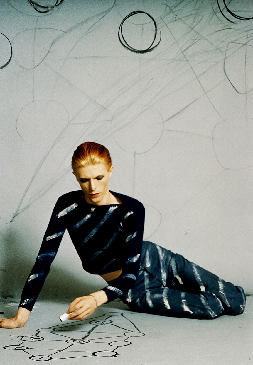 David  Bowie in diagonal stripes, 1976
copyright Steve Schapiro, Corbis Premium Historical, Getty Images