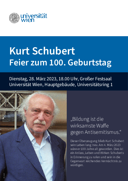 Einladungsfolder Ehrung Kurt Schubert