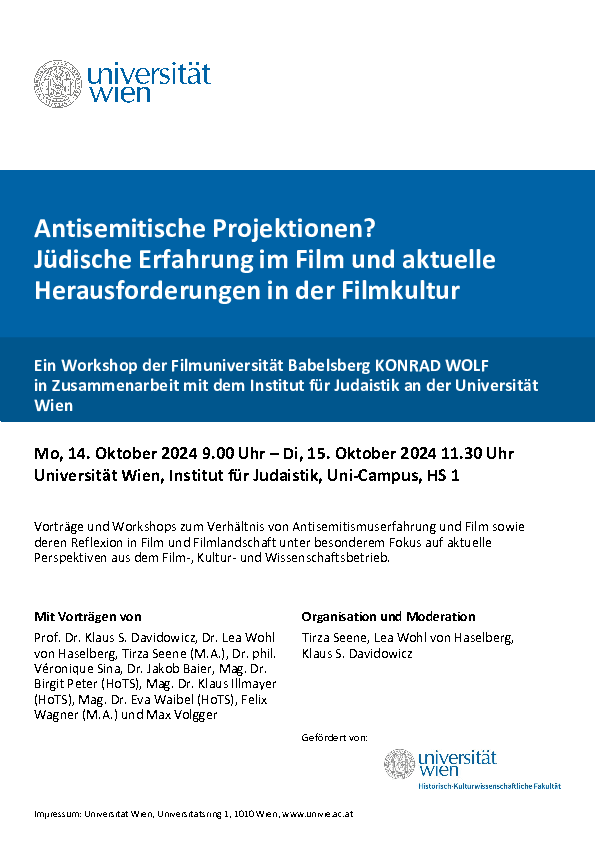 Plakat und Programm zum Workshop "Antisemitische Projektionen?"