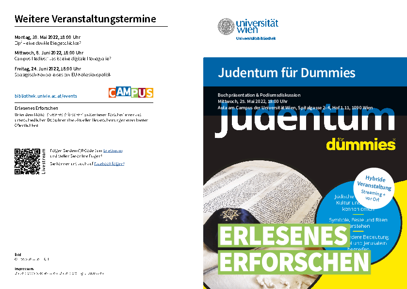 Programm Lesung "Judentum für dummies"