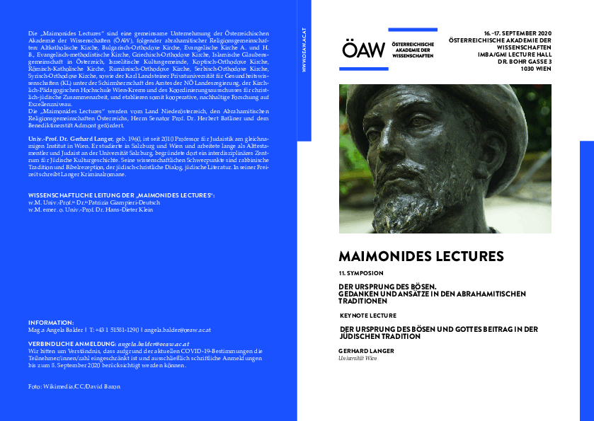 Programmfolder Maimonides-Lectures 2020